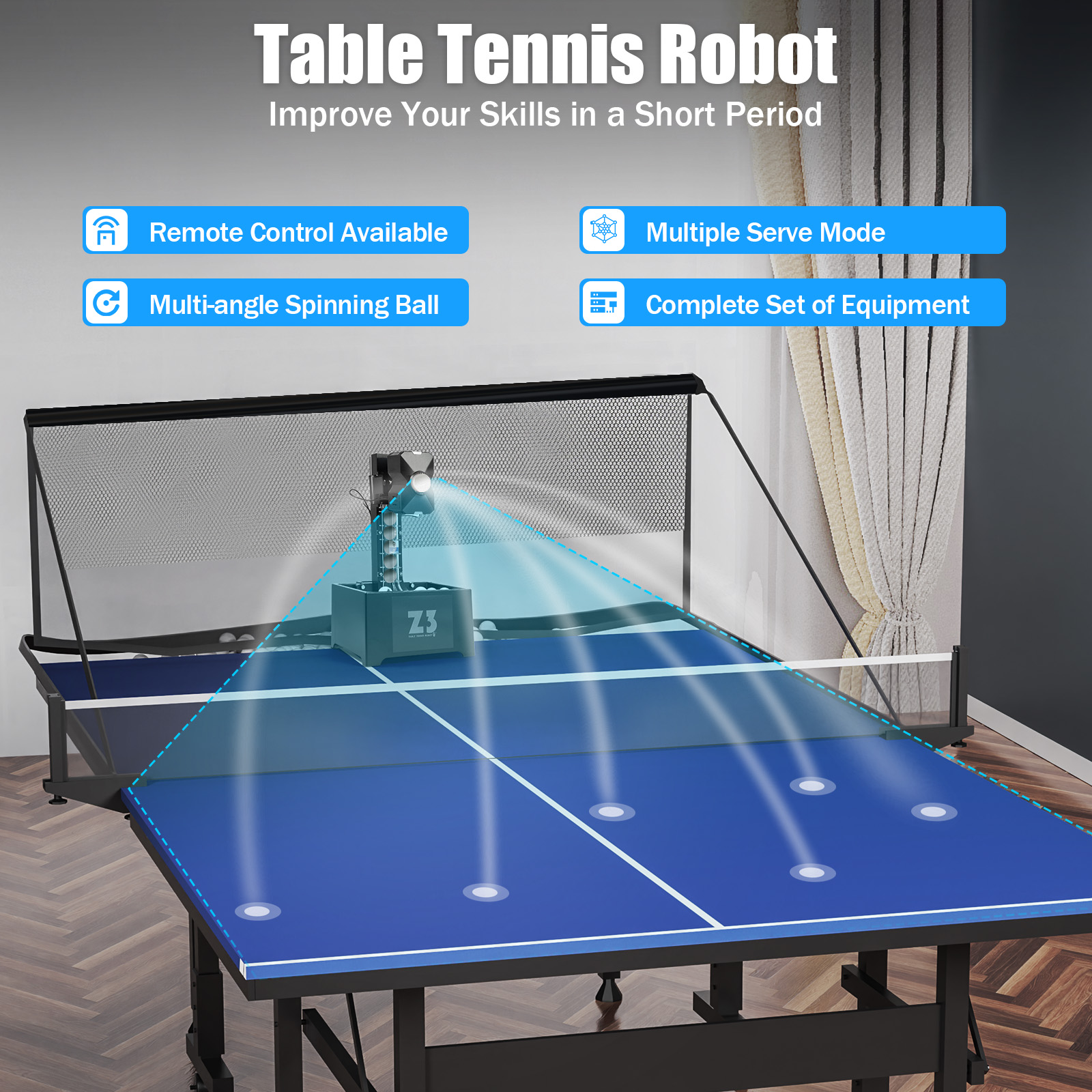 Sports Equipment For Tennis - Table Tennis Robot with Net&100 Ball