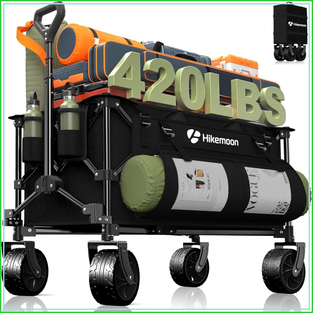 Sports Equipment Trolley - 150L Collapsible Wagon, 420LBS Heavy Duty