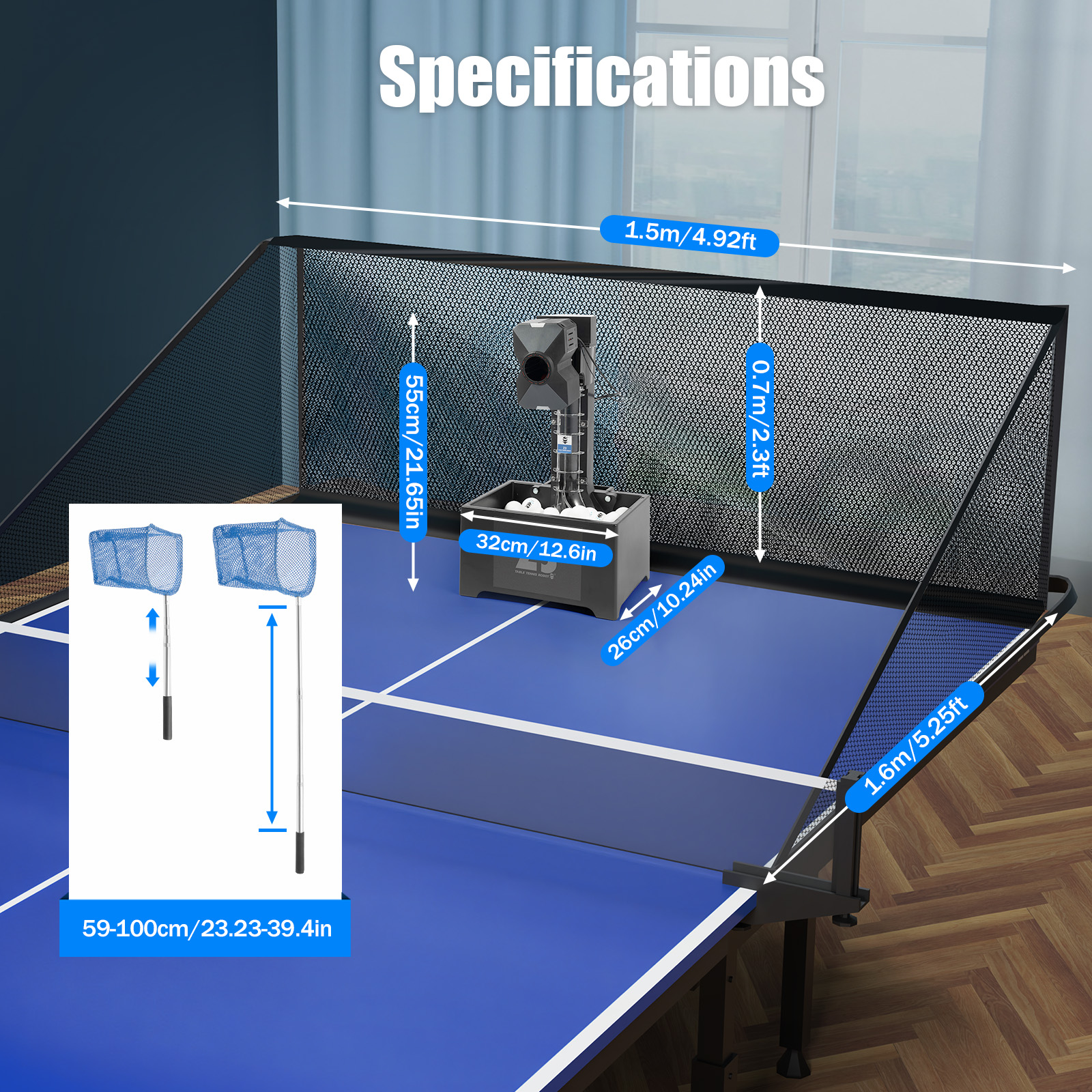 Table Tennis Robot with Net&10 - Sports Equipment For Tennis 评论和价格