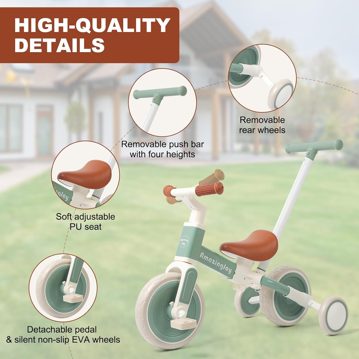 6-in-1 Toddler Tricycle for 1- - Balance Bike Kids 评论和价格