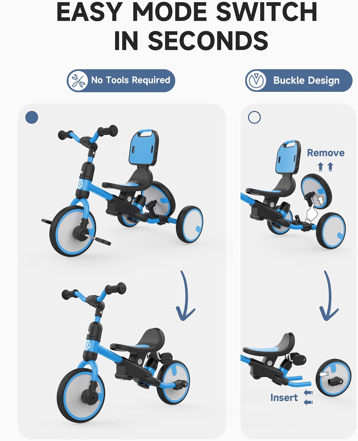 5-in-1 Toddler Tricycle with P - Balance Bike Kids 评论和价格